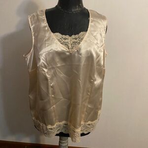 Denim 24/7 Cream Satin Lace Camisole, size 16W